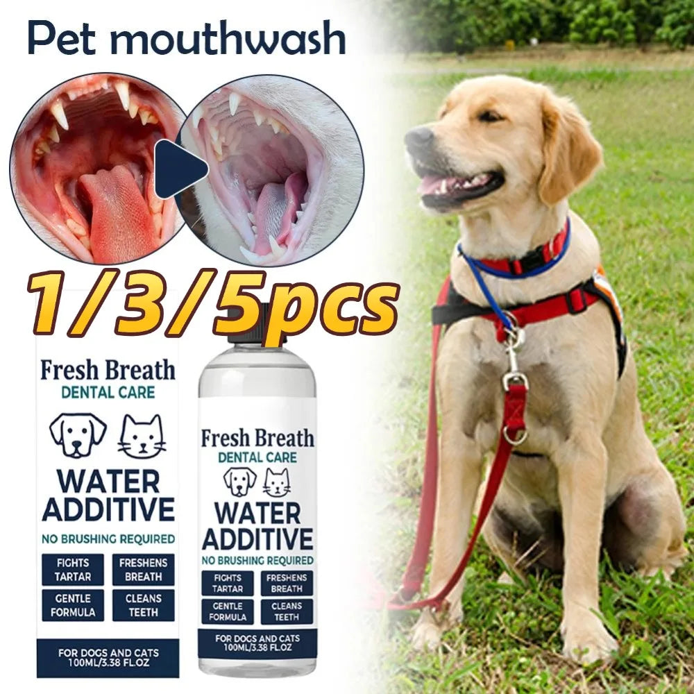 Pet Dental Water Additive – No-Brush Dog & Cat Mouthwash Pet Dental Additive SWANS