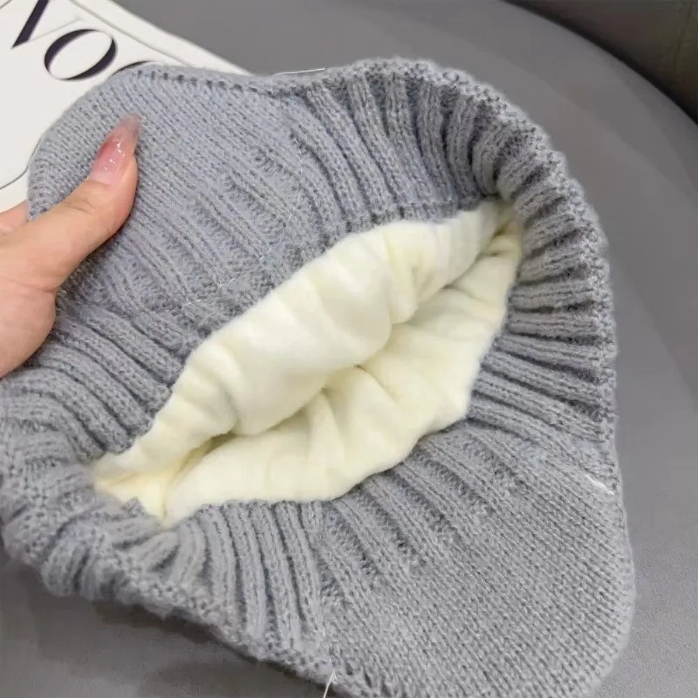 Thickened Knit Hat with Earmuffs – Unisex Windproof Cap Knit Winter Hat SWANS