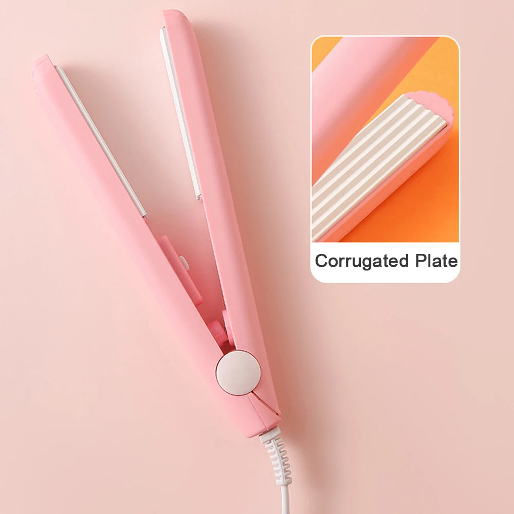 YIBER Mini Ceramic Hair Crimper – Corrugated Flat Iron All Hair Hair Crimping Iron SWANS Pink Popular AU