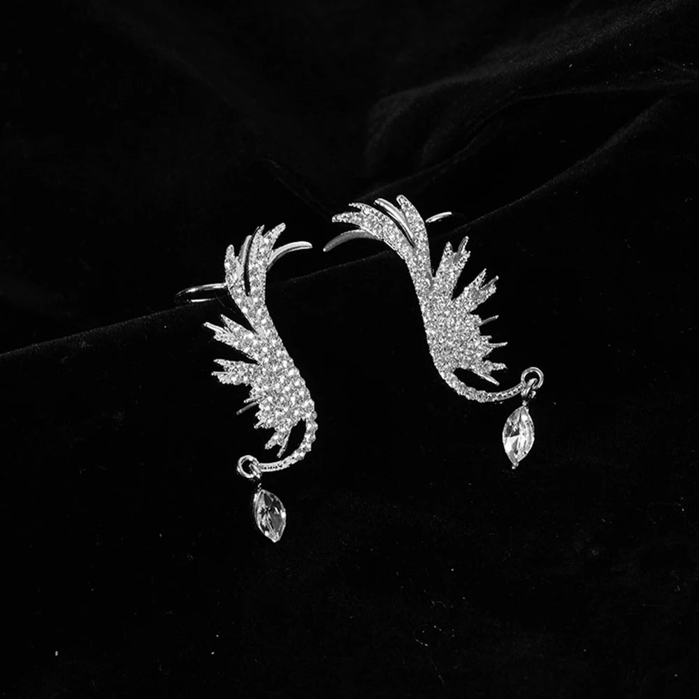 Rhinestone Wing Stud Earrings – Hypoallergenic Screw-Back Stud Earrings SWANS