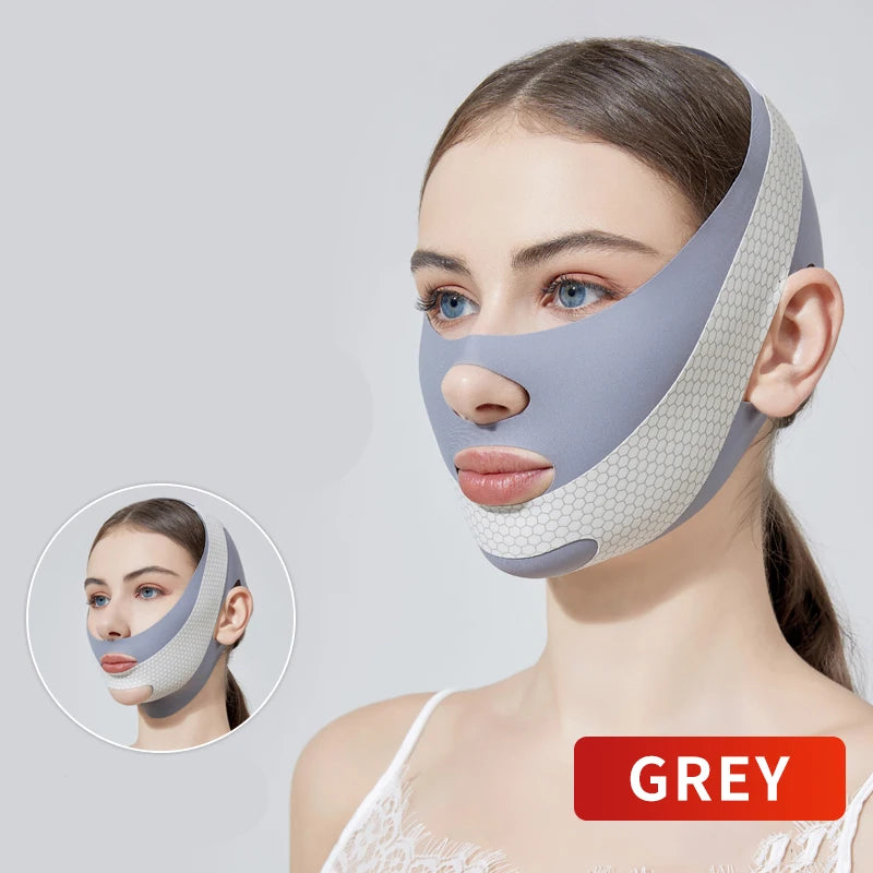 SWANS V-Shape Face Lifting Sleep Band – Jawline Contour Wrap Facial Contouring Wrap SWANS 1PC GREY S