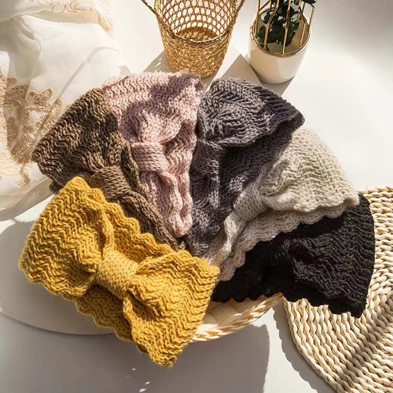 Women's Twist Knit Wide Headband – Soft Elastic Turban Wrap Knit Turban Headband SWANS