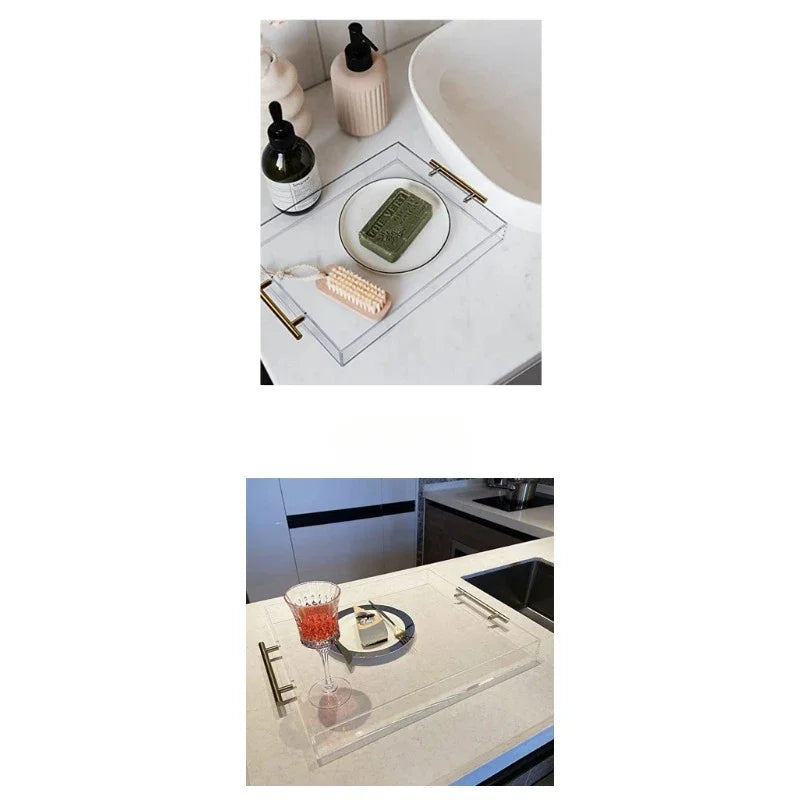 SWANS Clear Acrylic Storage Tray with Handle | Multi-Use Acrylic Storage Tray SWANS