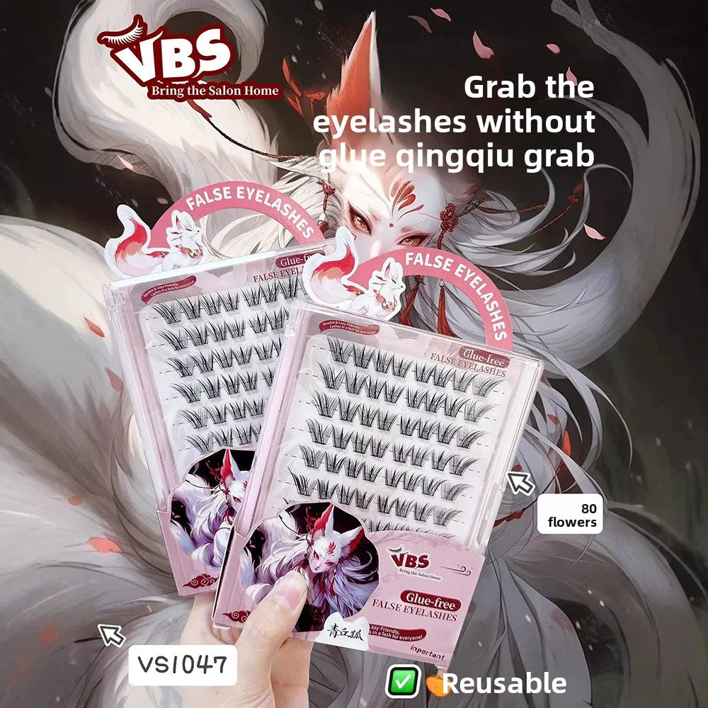 Glue-Free Fox Wing False Lashes – 10 Rows Fluffy Reusable False Eyelashes SWANS