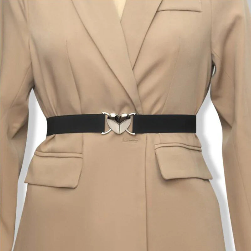 Women's Wide Elastic Belt – Gold Buckle | FAITOLAGI Women's Waist Belt SWANS