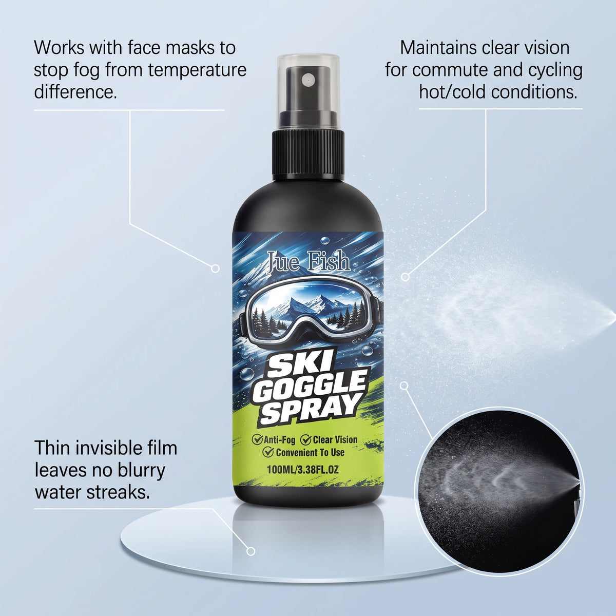 SWANS Anti-Fog Spray for Goggles & Glasses 100ml Defogger Anti-Fog Lens Spray SWANS