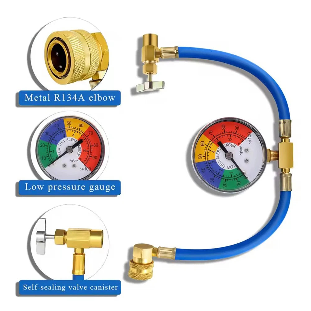 R134A AC Recharge Hose Kit with Pressure Gauge | Car A/C Tool AC Recharge Tool SWANS