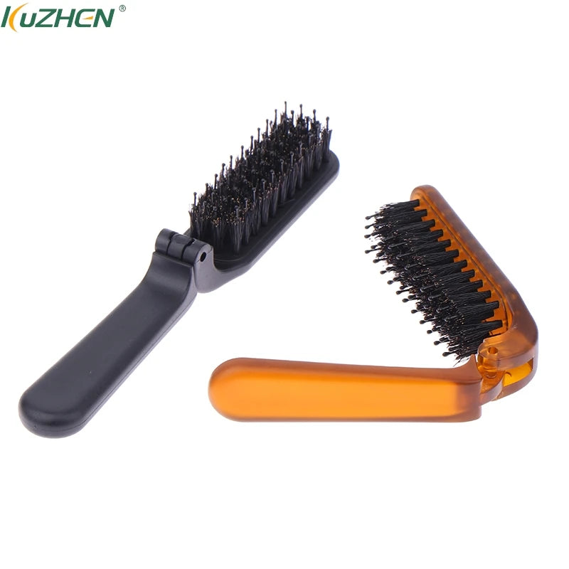 Foldable Boar Bristle Hair Brush – Compact Travel Comb Travel Hair Brush SWANS