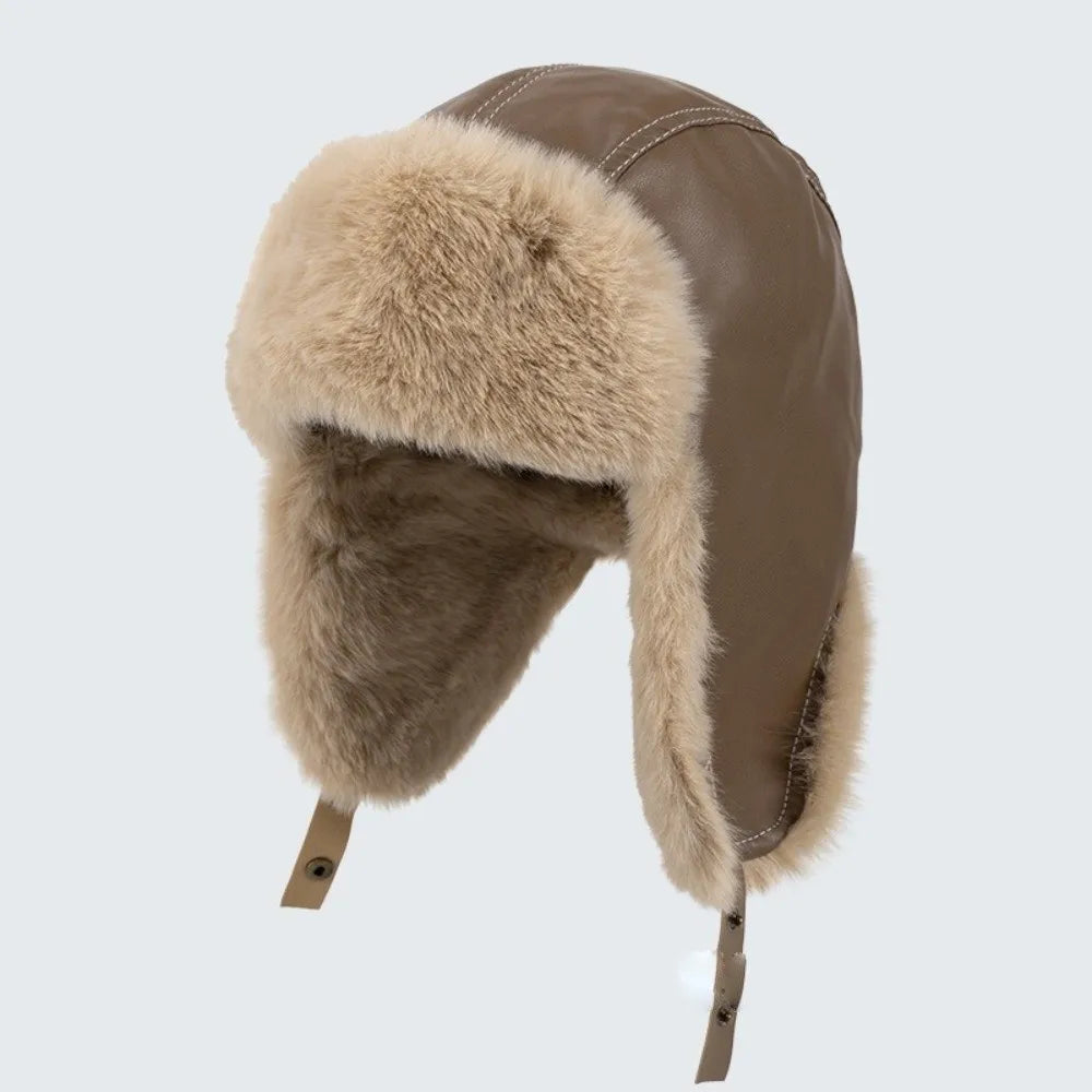PU Lei Feng Bomber Hat – Waterproof Windproof Winter Cap Winter Bomber Hat SWANS