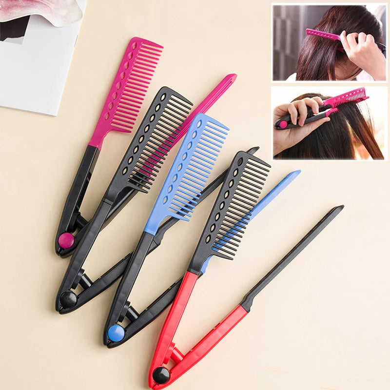 V-Type Hair Straightener Brush – Styling Comb for Men & Women Hair Straightener Brush SWANS