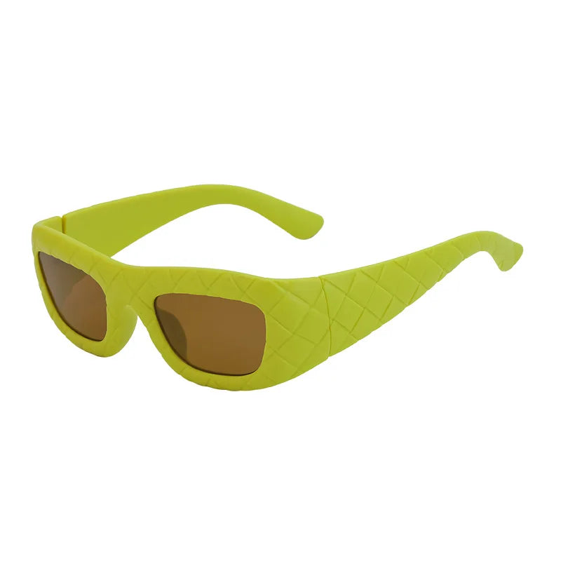 Y2K Big Frame Rhombus Sunglasses UV400 Punk Vintage Style Fashion Sunglasses SWANS Fluorescent Green As the photo