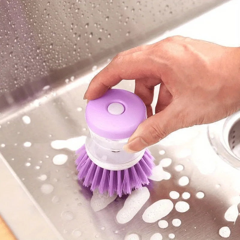 SWANS Press Soap Dispensing Dish Brush – Oil & Grease Scrubber Soap Dispensing Dish Brush SWANS PURPLE