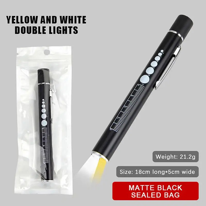 YOVIP Dual LED Clinical Penlight – USB Rechargeable Steel Clinical Penlight SWANS Black Bag