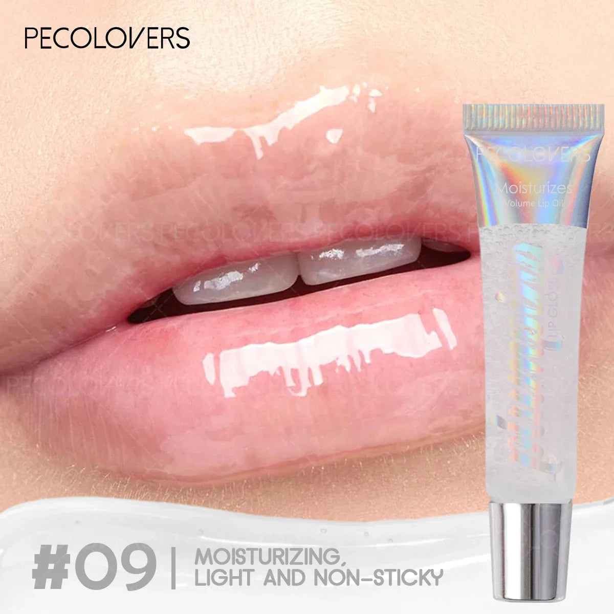 Waterproof Glitter Lip Oil – Clear Nourishing Lip Gloss Glitter Lip Gloss SWANS 09