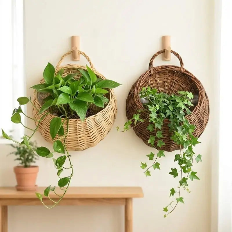 Handwoven Willow Wall Hanging Planter Basket – Boho Décor Wall Hanging Planter SWANS