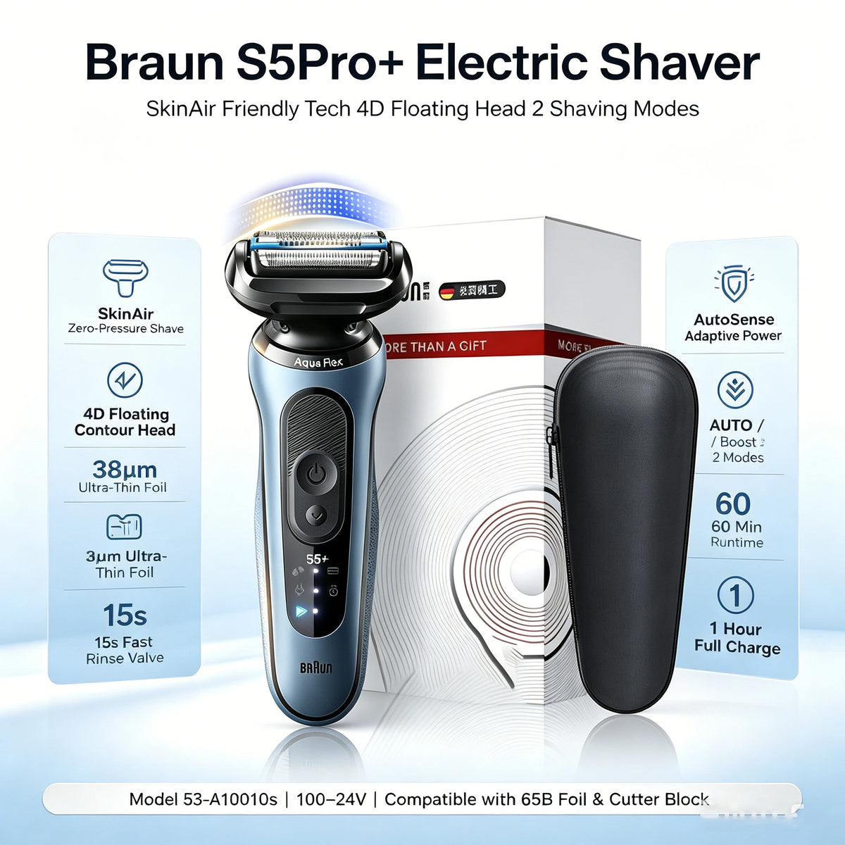 Braun S5Pro+ Electric Shaver 4D Head AUTO & Boost Modes Electric Foil Shaver SWANS