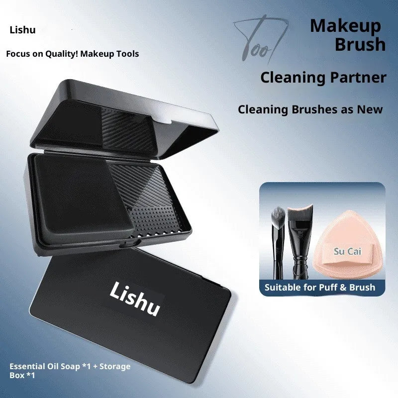 Makeup Brush Cleaning Set – Scrubber Mat, Soap & Dry Box Brush Cleaning Set SWANS