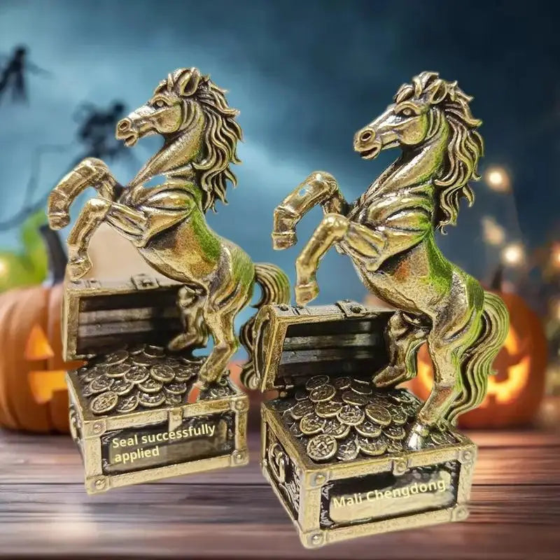 Brass Feng Shui Horse Miniature Statue – Office & Home Décor Decorative Figurine SWANS