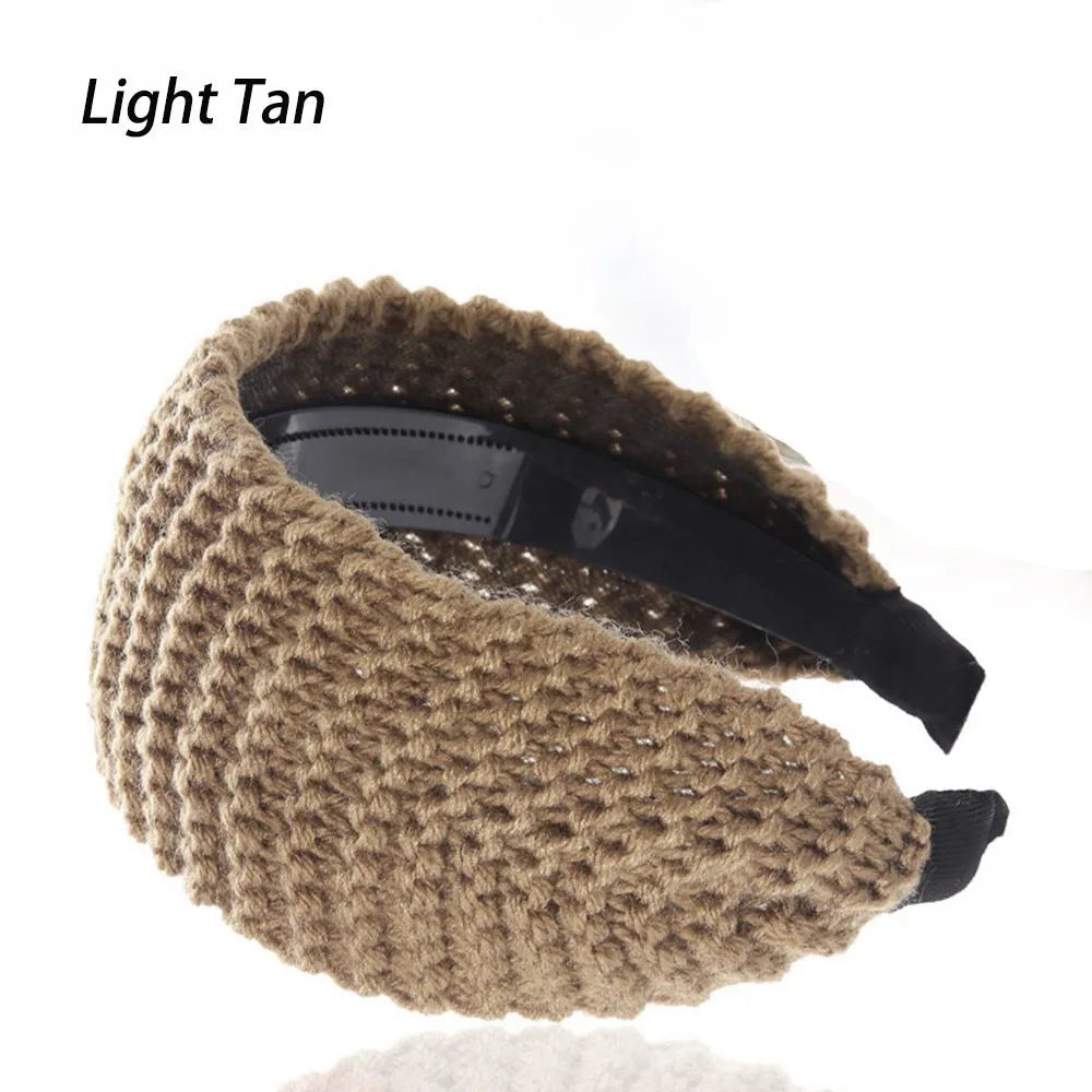 Women's Knitted Headband – Warm Wool Head Wrap Accessory Knitted Headband SWANS light tan