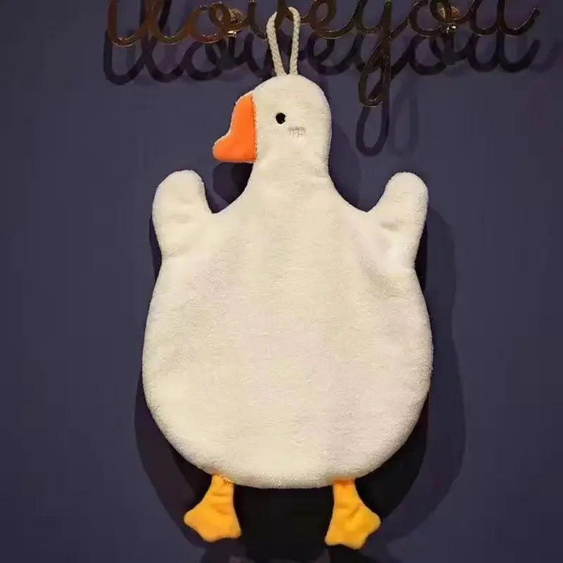 SWANS Cartoon Goose Hanging Hand Towel – Quick Dry & Soft Hanging Hand Towel SWANS white