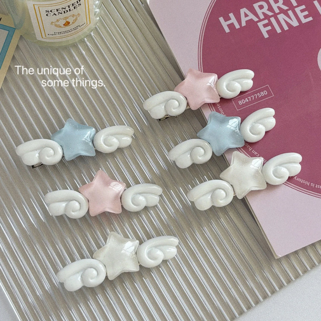 2PCS Star Wing Hair Clips – Sweet Acrylic Bangs Hairpins Hair Clips SWANS