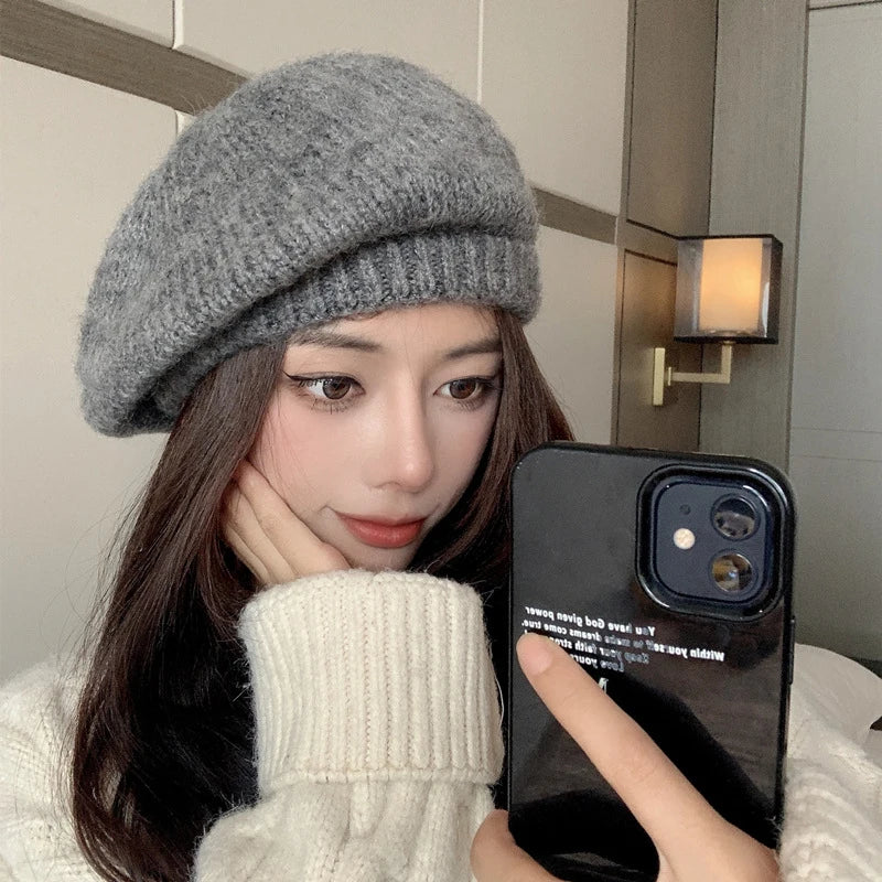 Women's Wool Blend Beret – Warm Knit French Artist Cap Women's Beret Hat SWANS