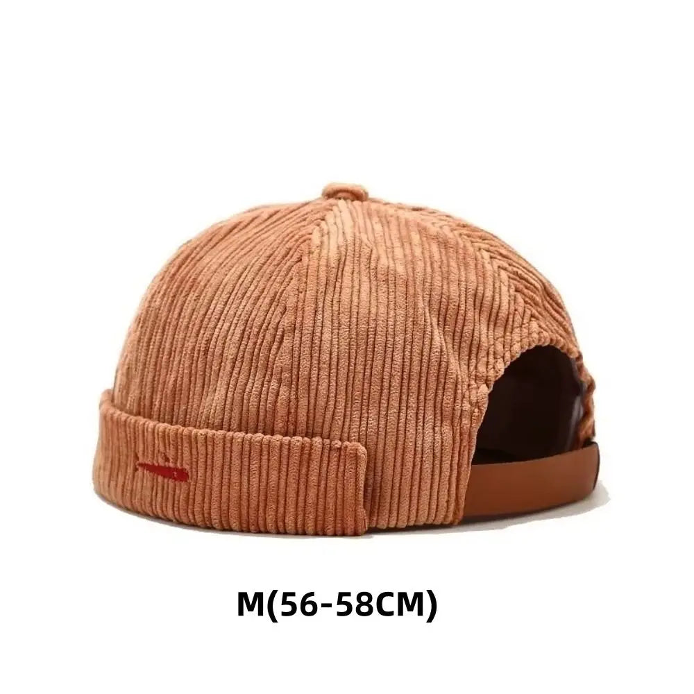 Retro Corduroy Docker Cap – Unisex Brimless Beanie Skullcap Beanie Docker Cap SWANS
