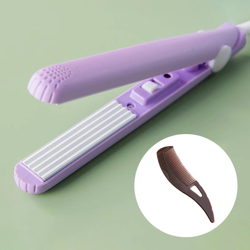 YIBER Mini Ceramic Wave Hair Curler & Straightener 3-in-1 Hair Curler & Straightener SWANS Purple Set AU