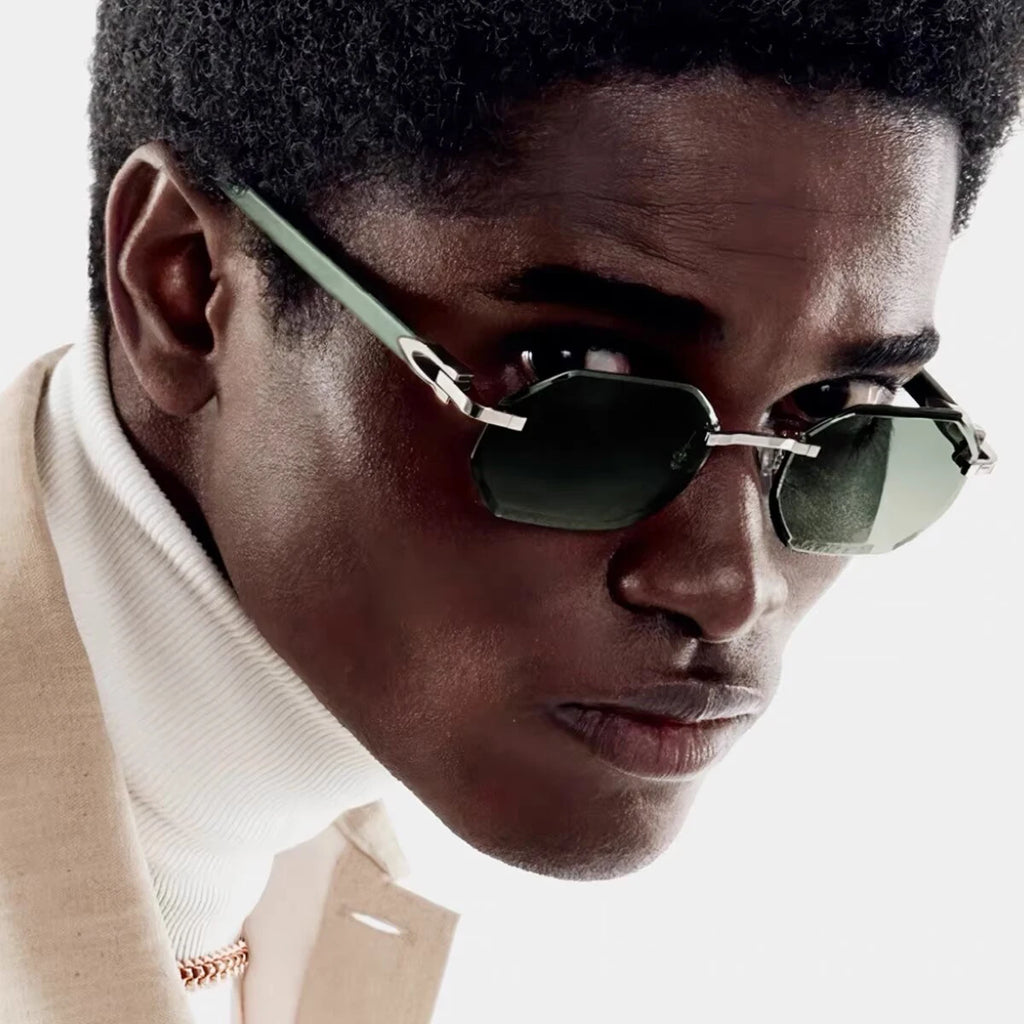 TOYEARN Y2K Rimless Sunglasses – Diamond Cut Punk Unisex Rimless Sunglasses SWANS