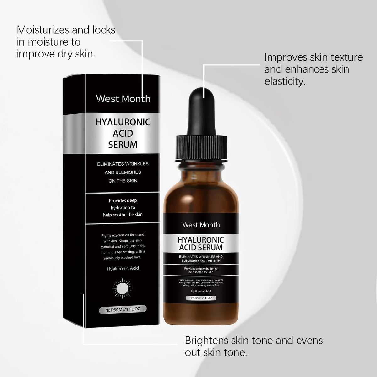 West&Mont Anti-Aging Face Serum – Hyaluronic Acid & Vitamin C Anti-Aging Face Serum SWANS