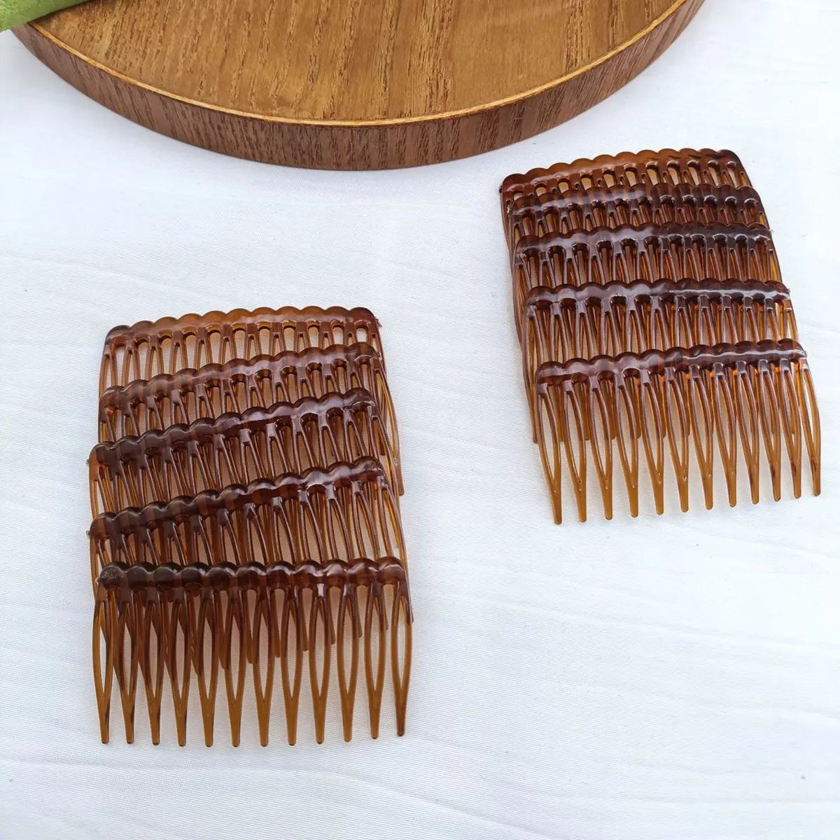 Vintage French Hair Combs 5/20 Pack – 12 Teeth Plastic Hairpins Decorative Hair Combs SWANS 10 PCS DARK COFFEE