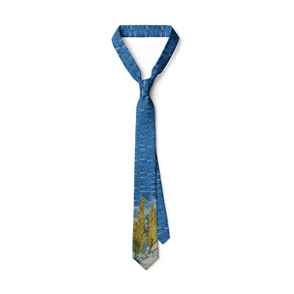 Arrow Tip Art Print Neck Tie | Famous Painting Design Unisex Art Print Necktie SWANS Blue