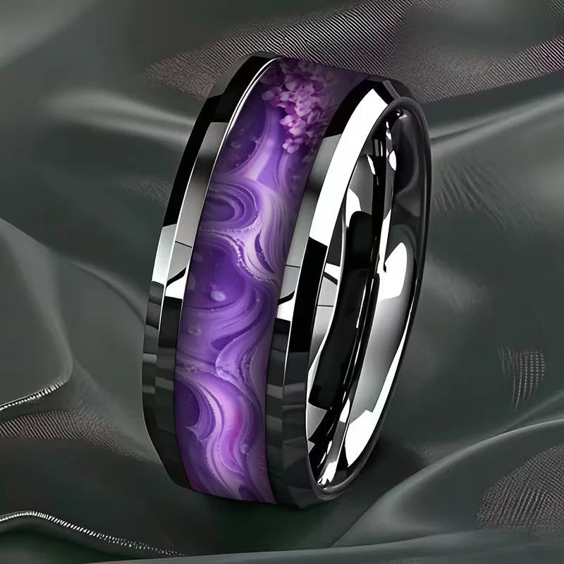 Starry Night Stainless Steel Unisex Black Ring | Sizes 7–13 Fashion Ring SWANS