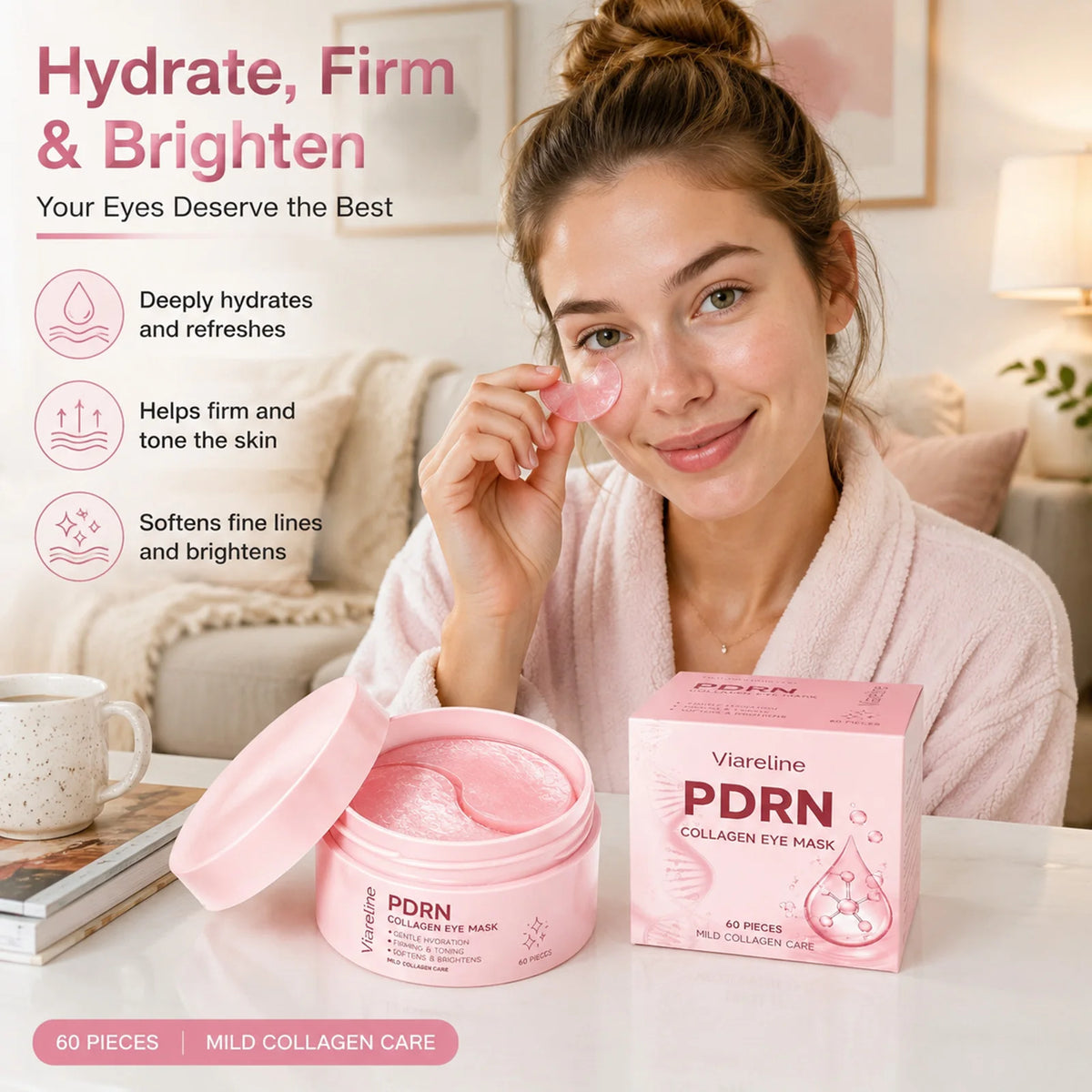 VIARELINE PDRN Collagen Under-Eye Patches – 60pc Firming Mask Under-Eye Patches SWANS