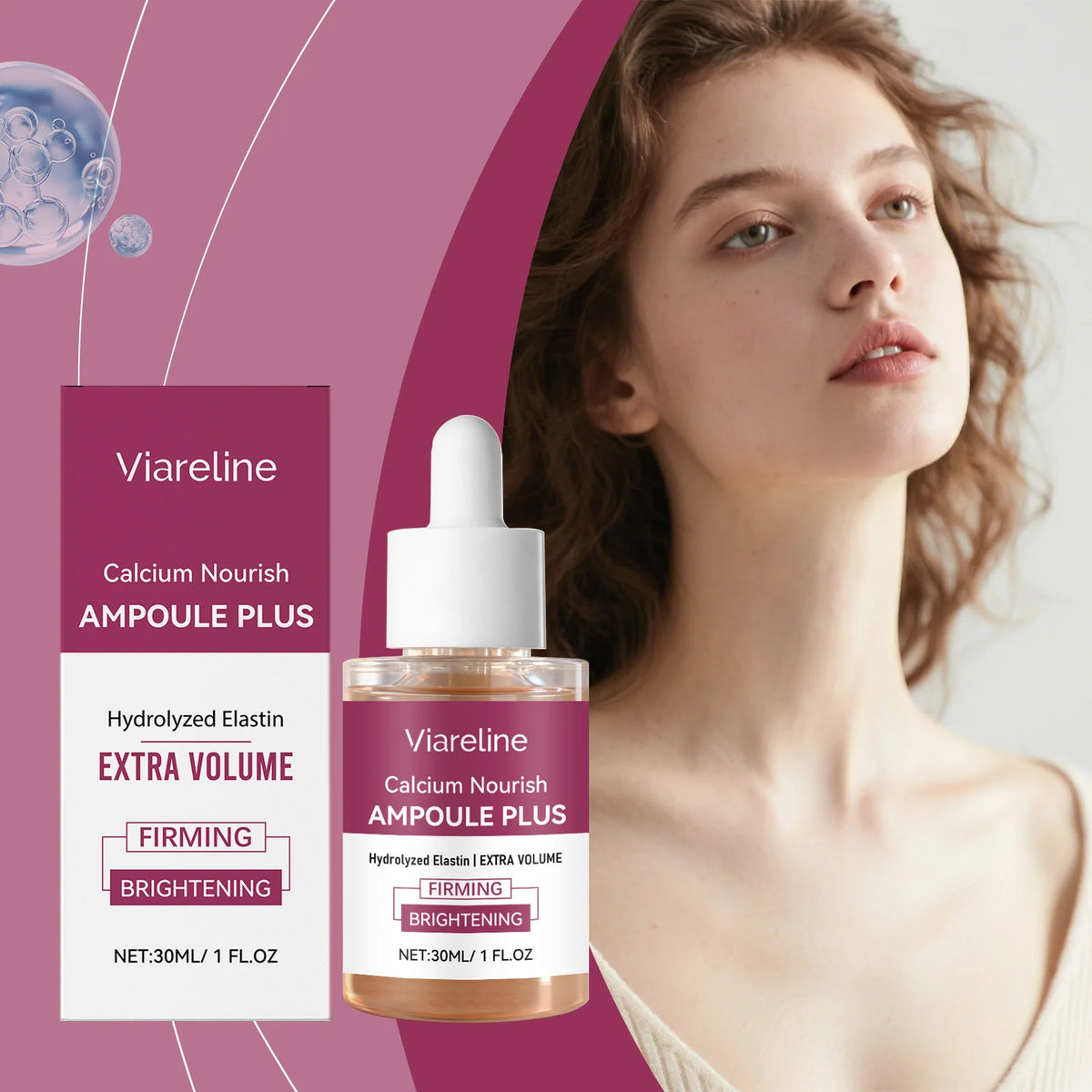 VIARELINE Calcium Ampoule Serum – Firm, Brighten & Hydrate 30ml Facial Serum SWANS