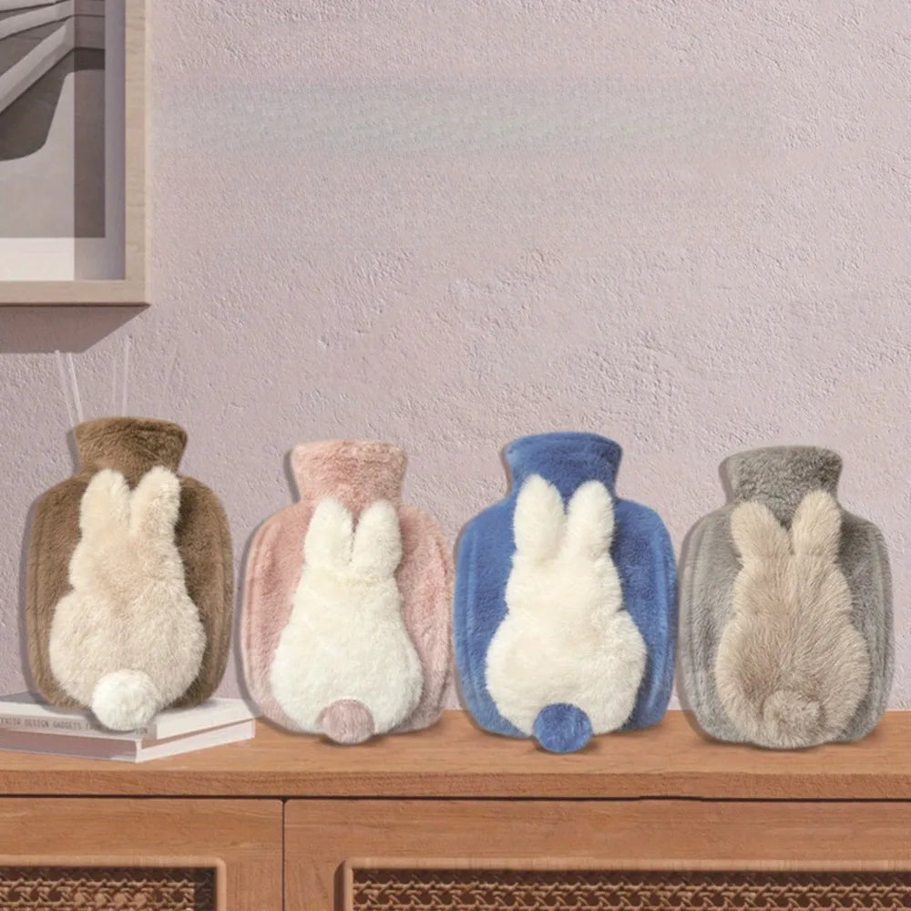 Thick Plush Hot Water Bottle – Cute Bunny Tail Heated Cushion Plush Hot Water Bottle SWANS