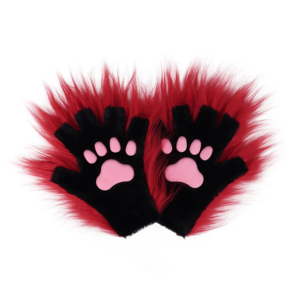 Faux Fur Cat Paw Cosplay Gloves – Full & Half Finger Cosplay Costume Gloves SWANS