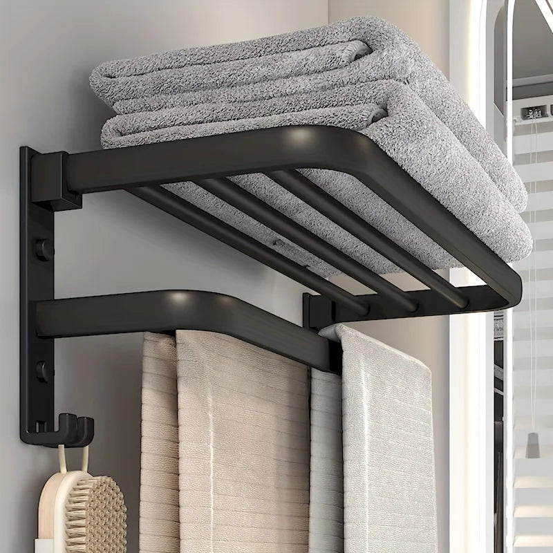 SWANS Punch-Free Aluminum Wall-Mounted Towel Bar & Rack Towel Bar Rack SWANS