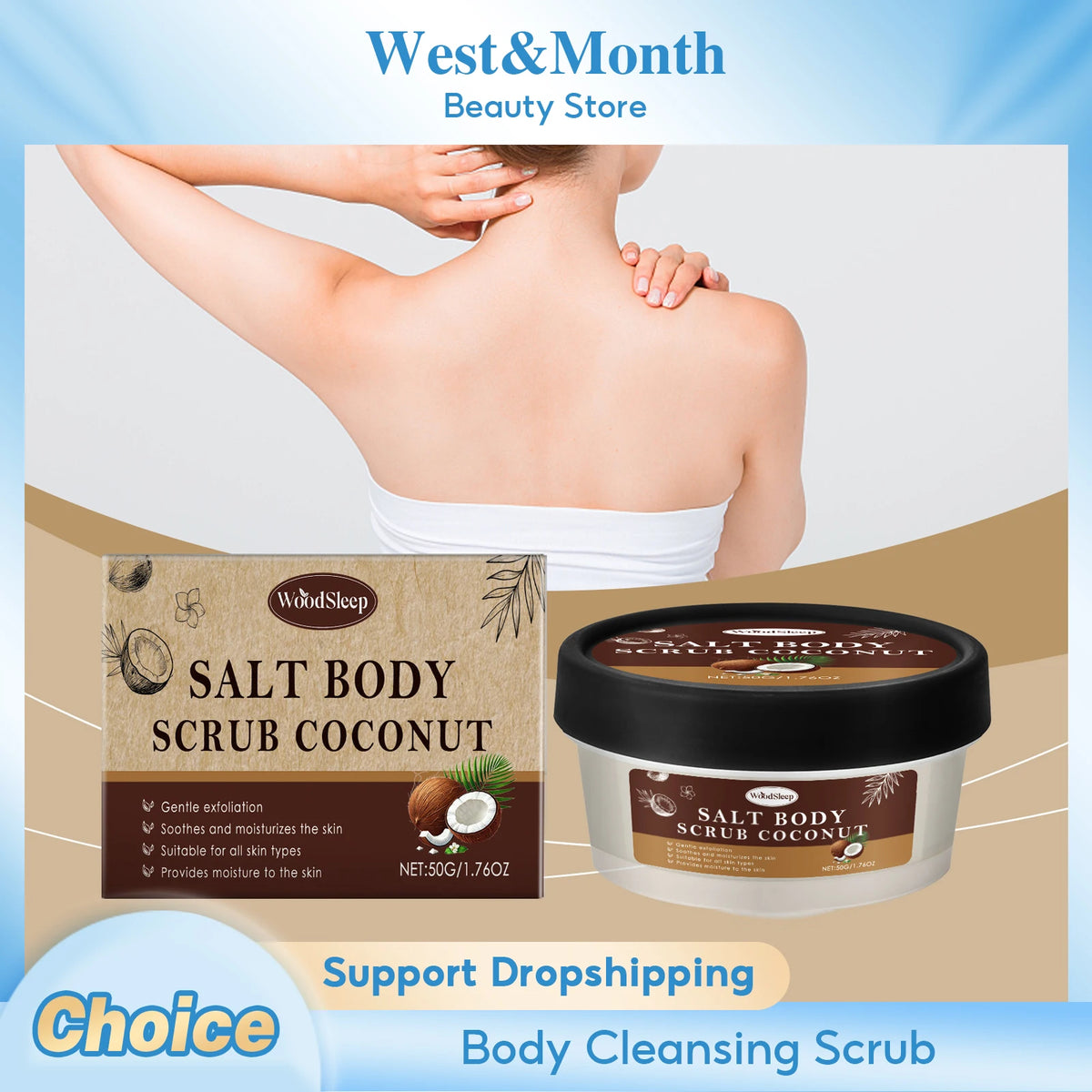 WOODSLEEP Coconut Body Scrub – Exfoliate, Brighten & Smooth Body Scrub SWANS