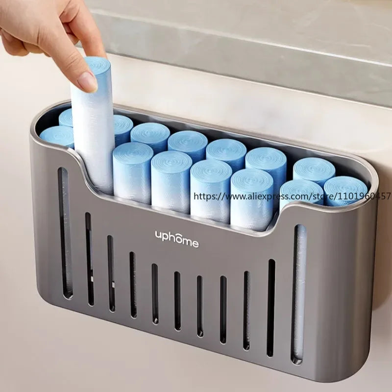 SWANS Wall-Mounted Bag Dispenser – No-Drill Kitchen Storage Wall Storage Dispenser SWANS