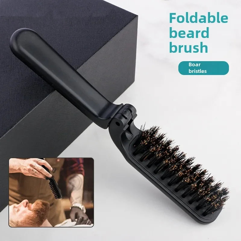 Men's Foldable Bristle Beard Brush & Wood Grooming Comb Beard Grooming Brush SWANS