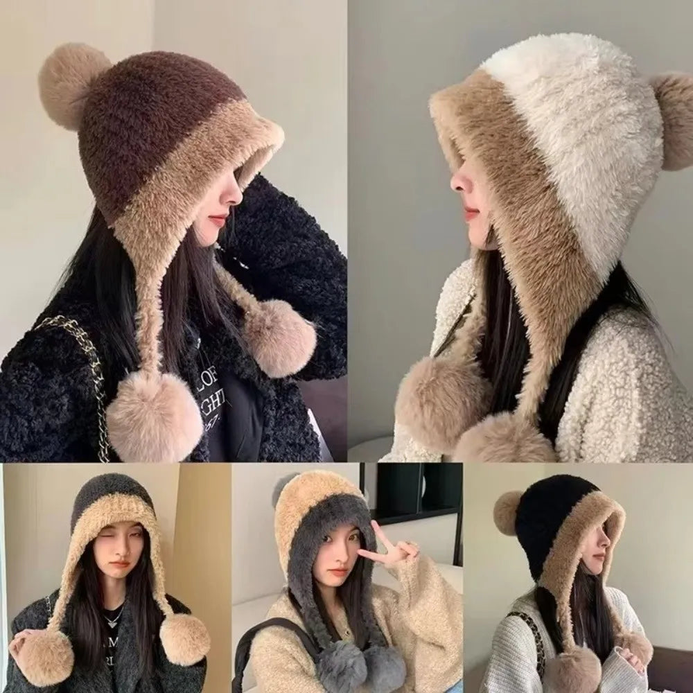Windproof Knitted Pompom Beanie Hat – Women's Winter Cap Knitted Beanie Hat SWANS