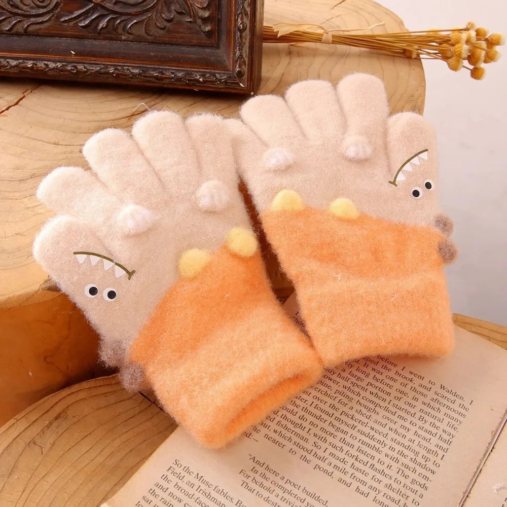 Thickened Winter Toddler Gloves – Warm Five-Finger Kids Gloves Kids Winter Gloves SWANS Style 6