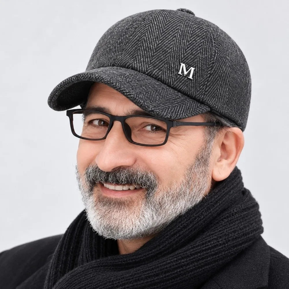 Winter Earmuff Baseball Cap – Windproof Wool Hat with Earflaps Winter Earmuff Cap SWANS