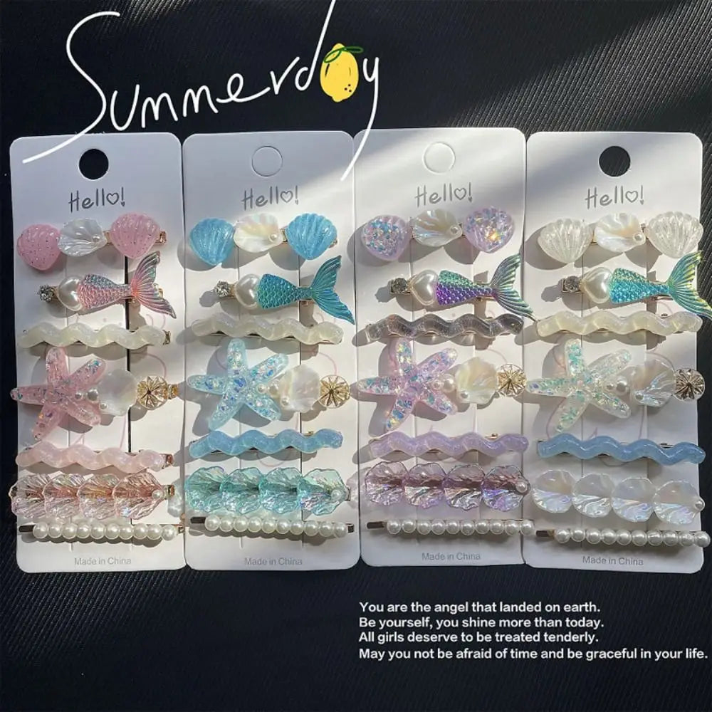 5-Pack Ocean Shell & Starfish Hair Clips – Girls Barrettes Girls Hair Clips SWANS