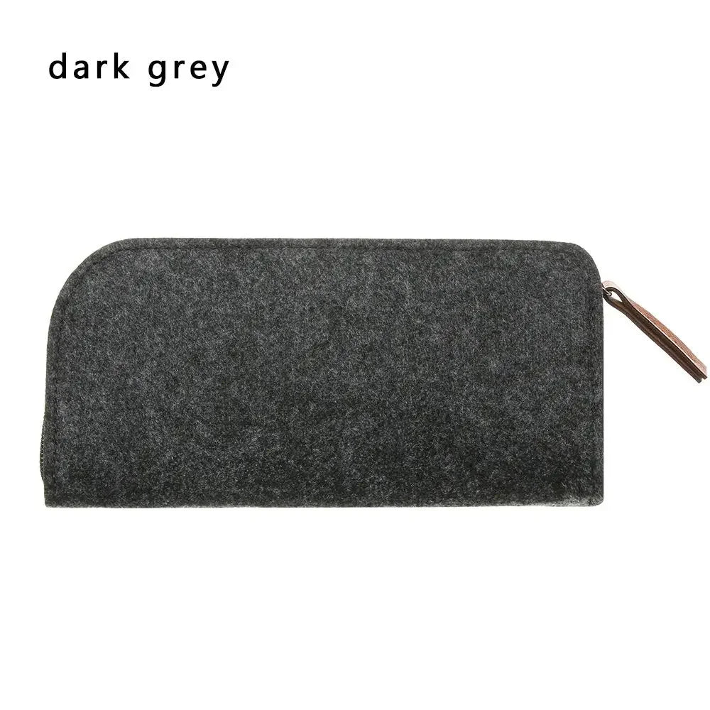 Wool Felt Zipper Glasses Case – Unisex Eyewear Pouch Glasses Case SWANS dark grey