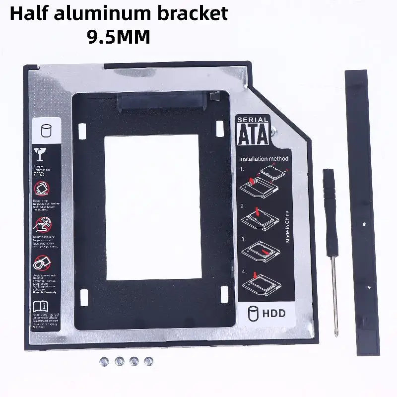 Universal HDD Caddy 9.5/12.7mm SATA 3.0 – 2nd Drive Optibay HDD Caddy Enclosure SWANS Plastic Aluminum A