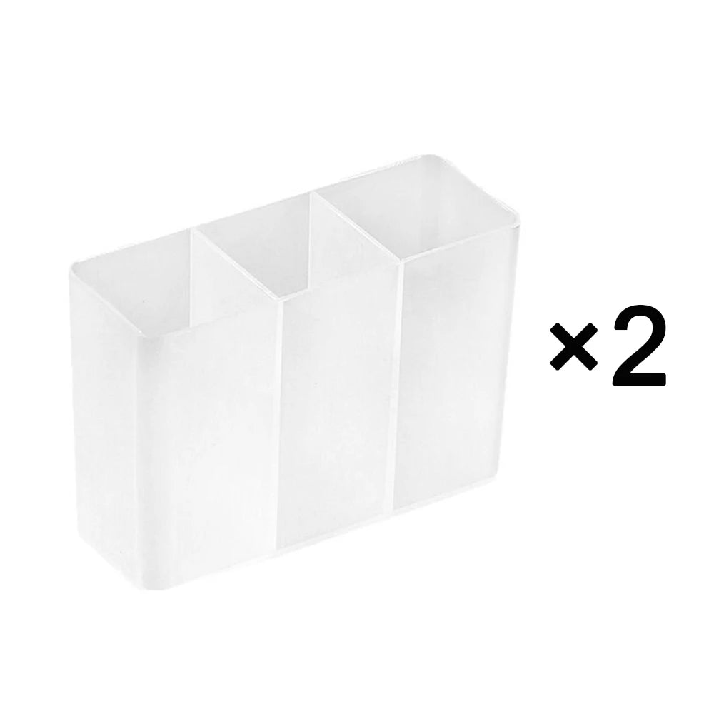 Wall-Mount Clear 3-Compartment Storage Box – No Drill Wall Storage Organizer SWANS 2Pcs