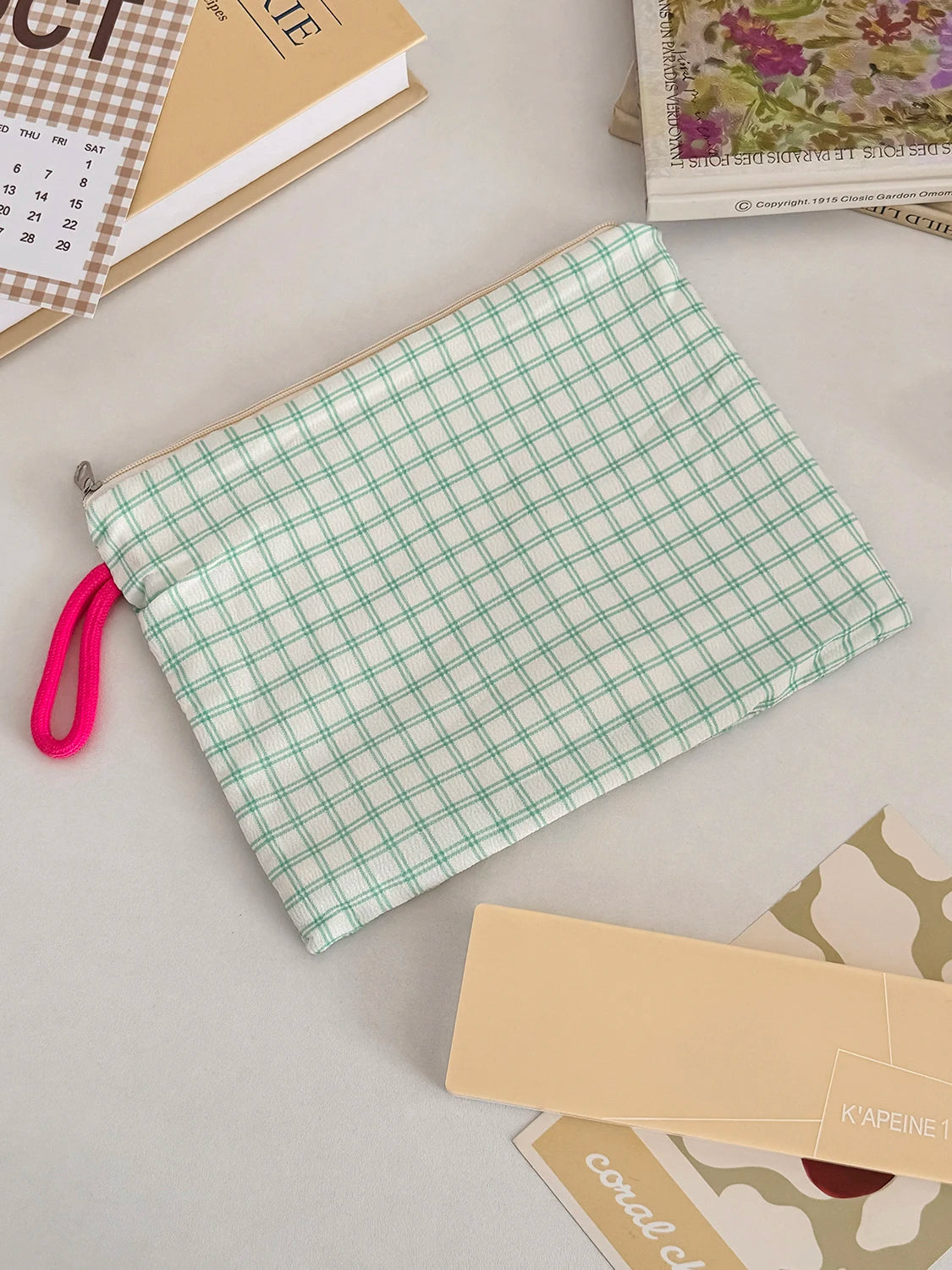 Grid Makeup Storage Bag – Travel Organizer Pouch for Cosmetics Makeup Storage Bag SWANS Green L