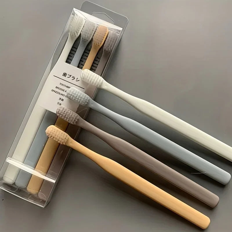SWANS Macaron Soft Bristle Toothbrush Set – 4-Pack Adult Manual Toothbrush SWANS